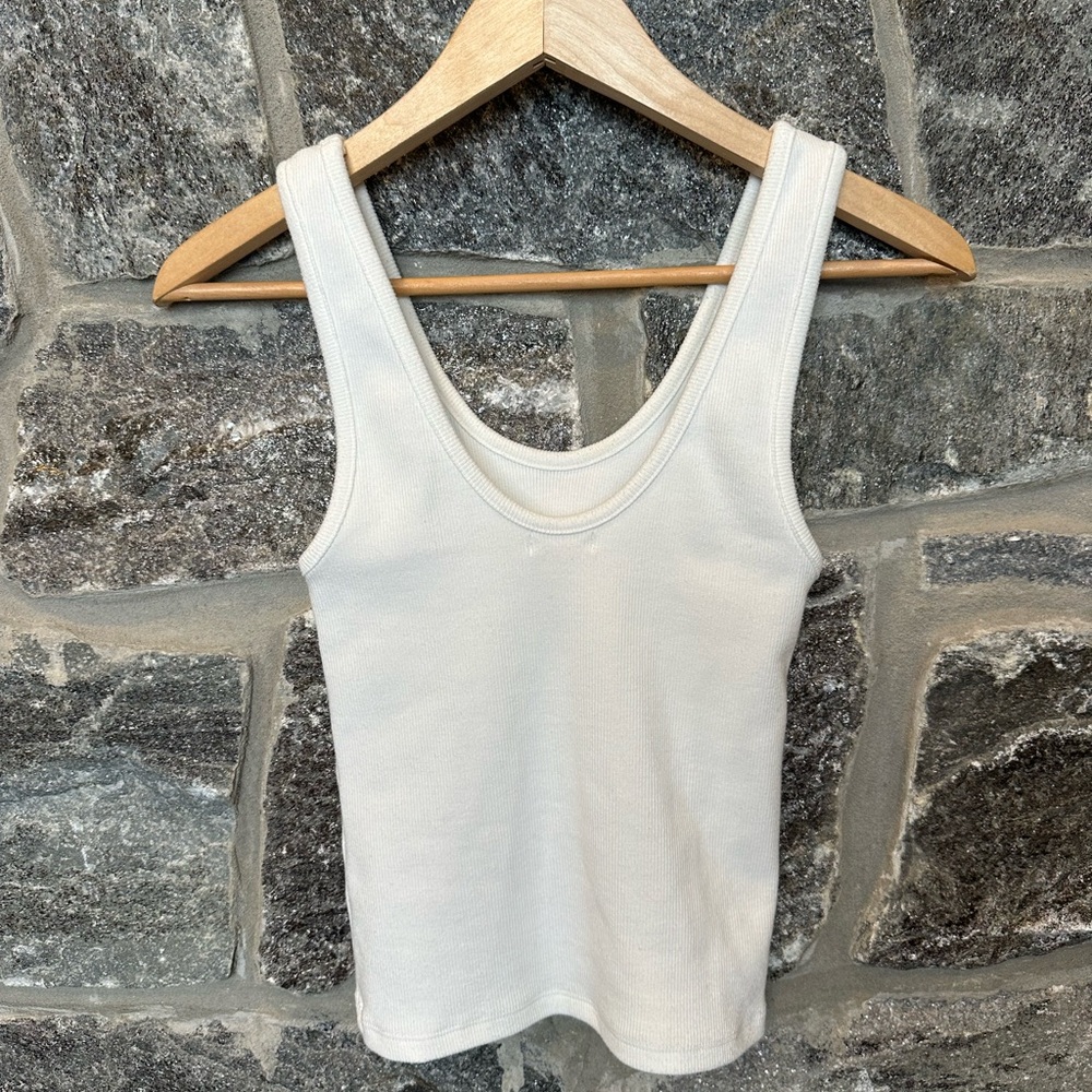 Billabong White Ribbed Tank Top, size Small